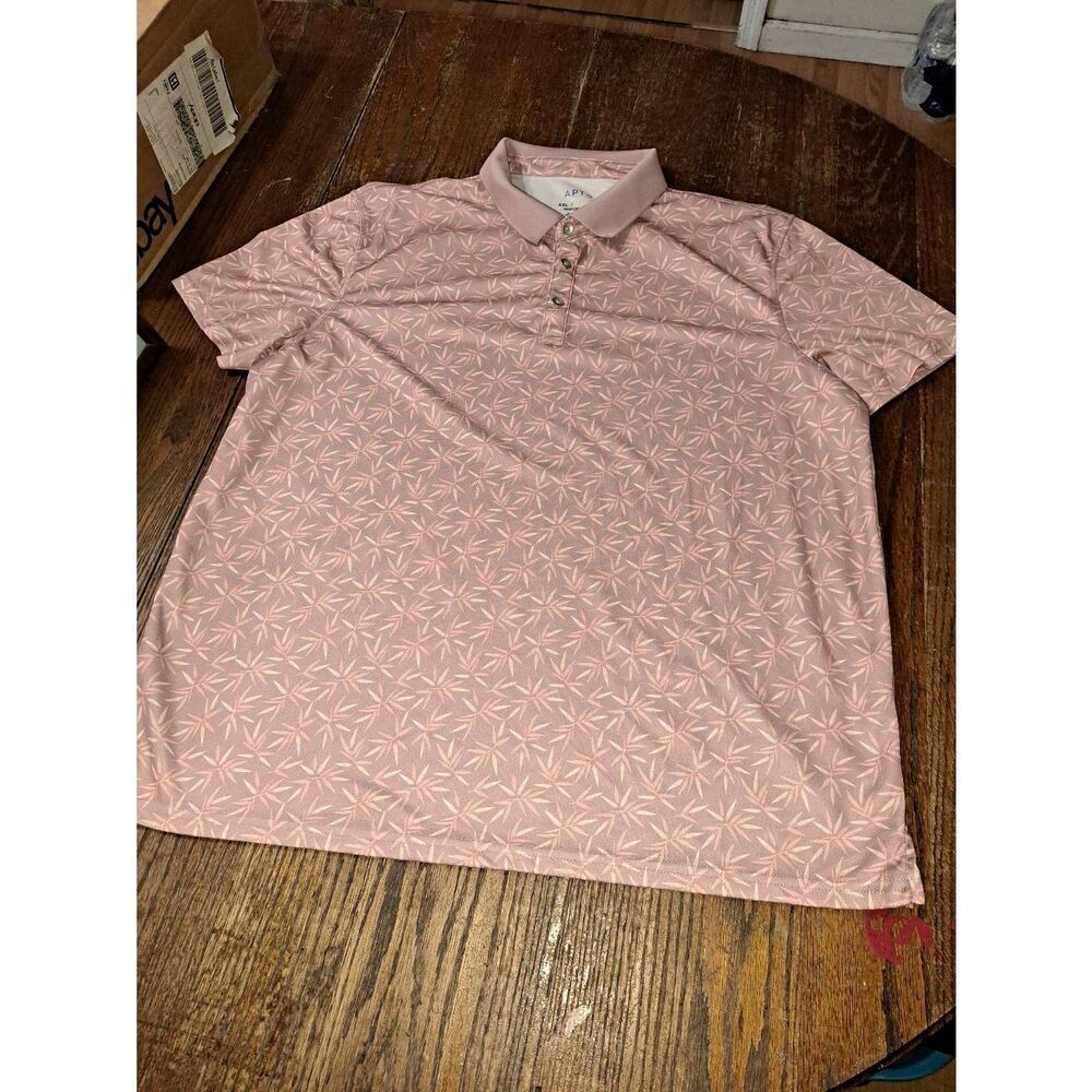 XXL Apt 9 Premier Performance Tropical Leaf Short Sleeve Pullover Polo Shirt